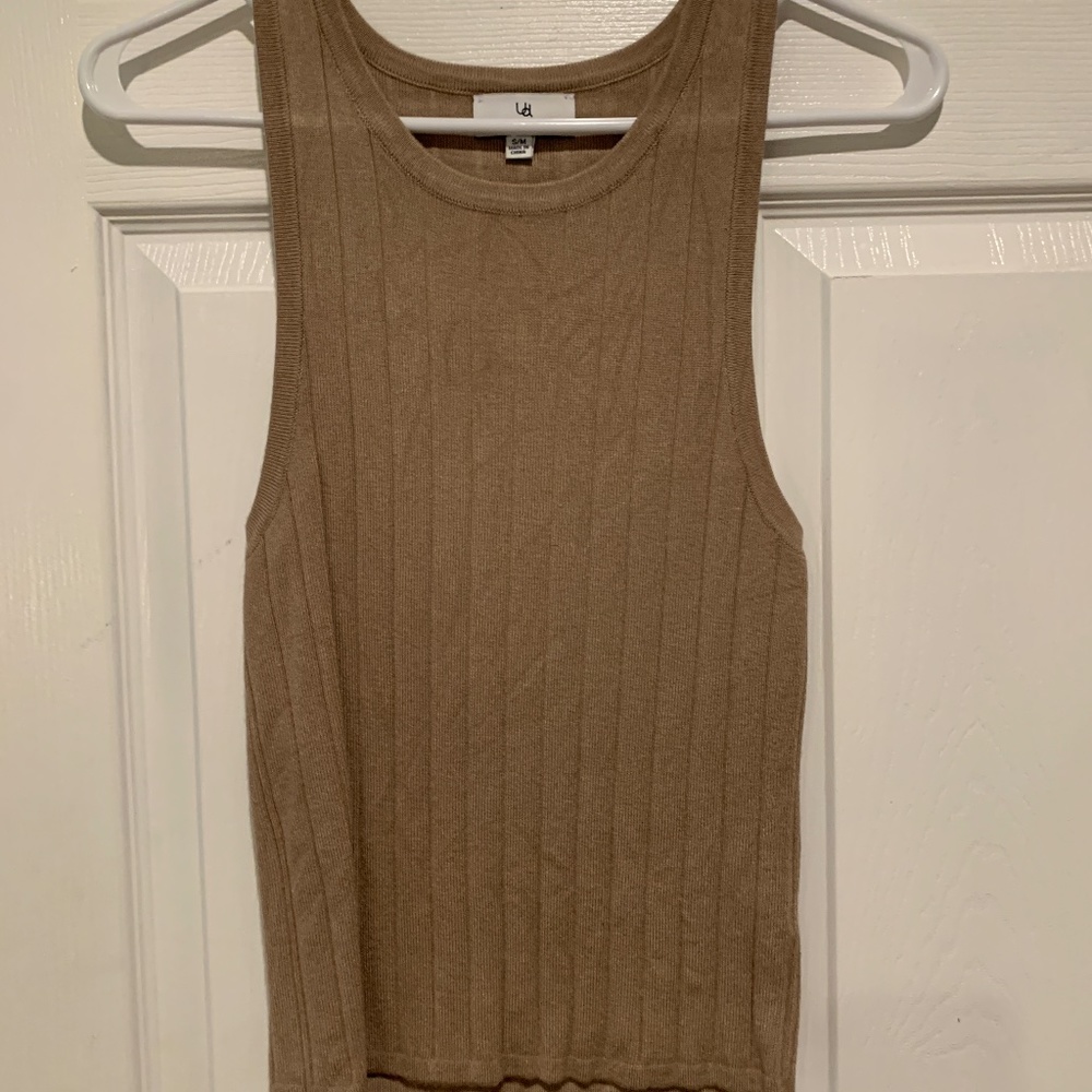 gold ribbed dress tank